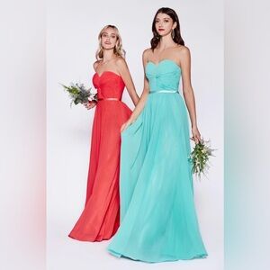 Cinderella Divine A-Line Floor Length Coral Gown